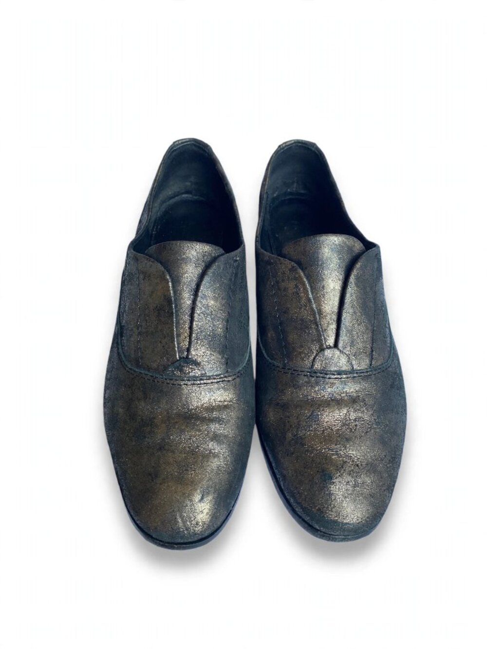 Frye Dark Bronze Metallic Slip-On Oxford Shoes, Size 6
